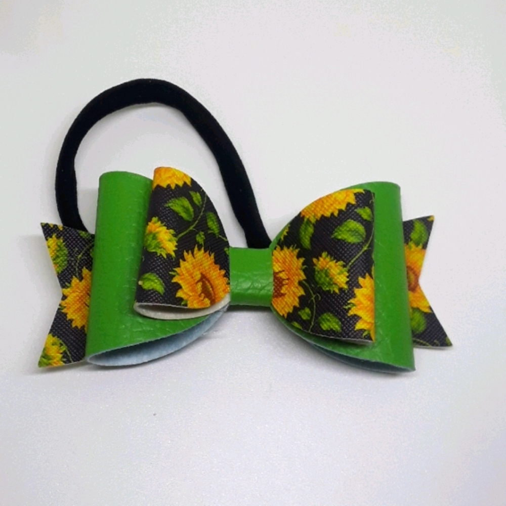 green sunflower bow headband
